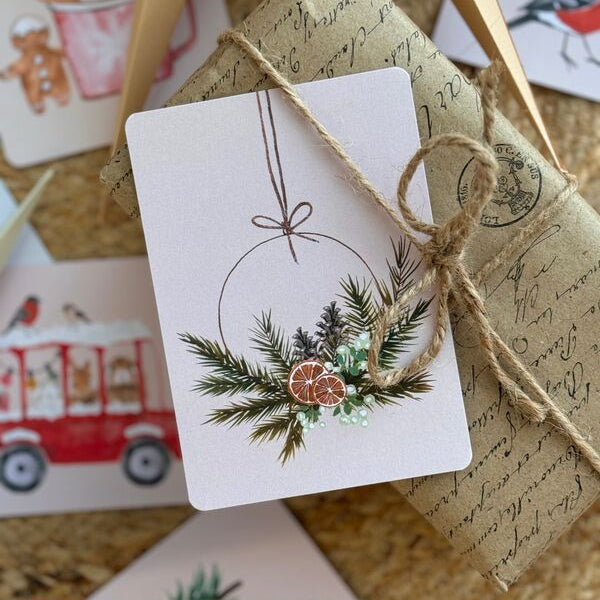 Joulukranssi-joulukortti